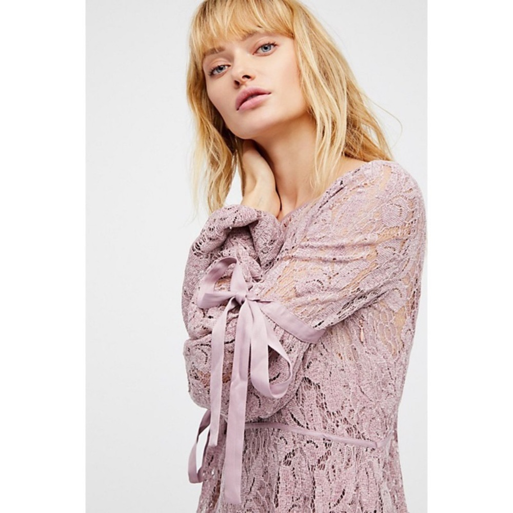 Free People Ruby Crochet Lace Boho Mini Dress - Picture 2 of 7